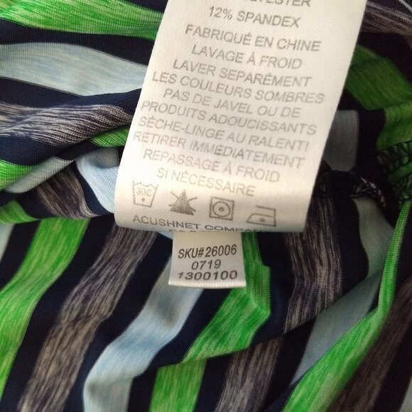 Footjoy Striped Green Blue Polo Embroidered Logo PGA National Size Medium	Collar - Picture 10 of 12